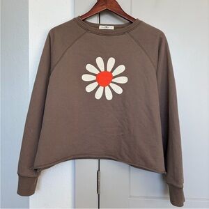 NATURAL LIFE Brown Sweatshirt with Daisy Design